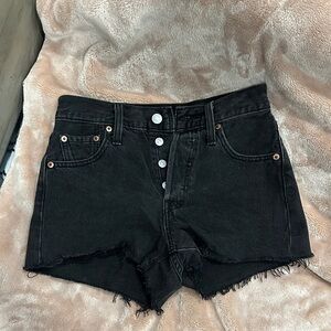 Levi's Dark Jean Shorts with Button Detail